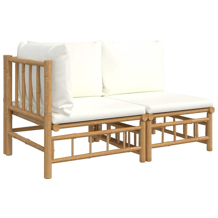 Set mobilier de grădină cu perne alb crem, 2 piese, bambus - WALTI WALTI