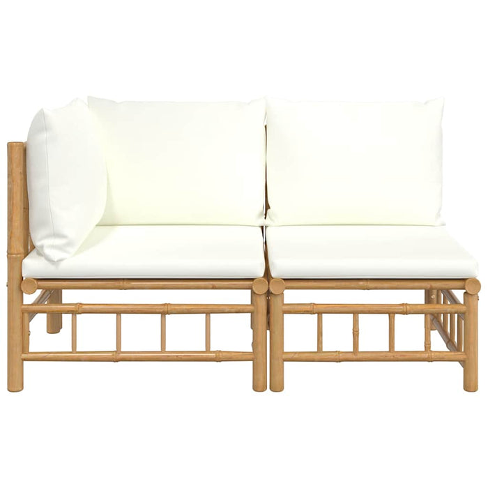 Set mobilier de grădină cu perne alb crem, 2 piese, bambus - WALTI WALTI