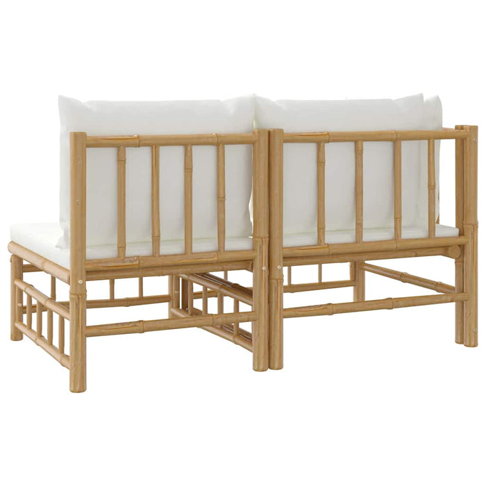 Set mobilier de grădină cu perne alb crem, 2 piese, bambus - WALTI WALTI