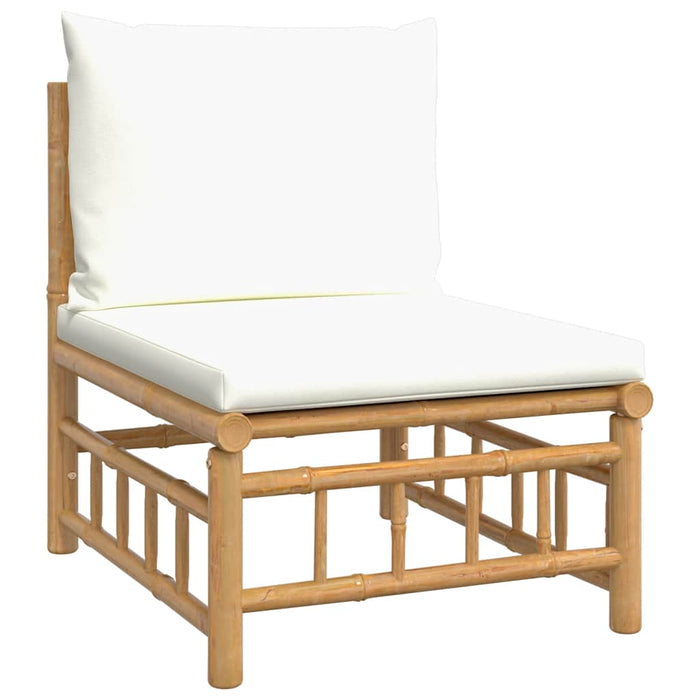 Set mobilier de grădină cu perne alb crem, 2 piese, bambus - WALTI WALTI