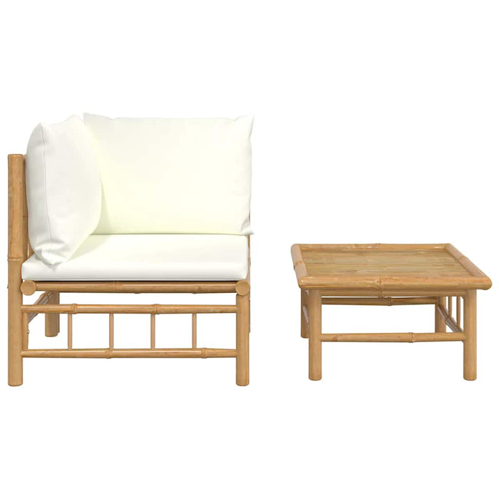 Set mobilier de grădină cu perne alb crem, 2 piese, bambus - WALTI WALTI