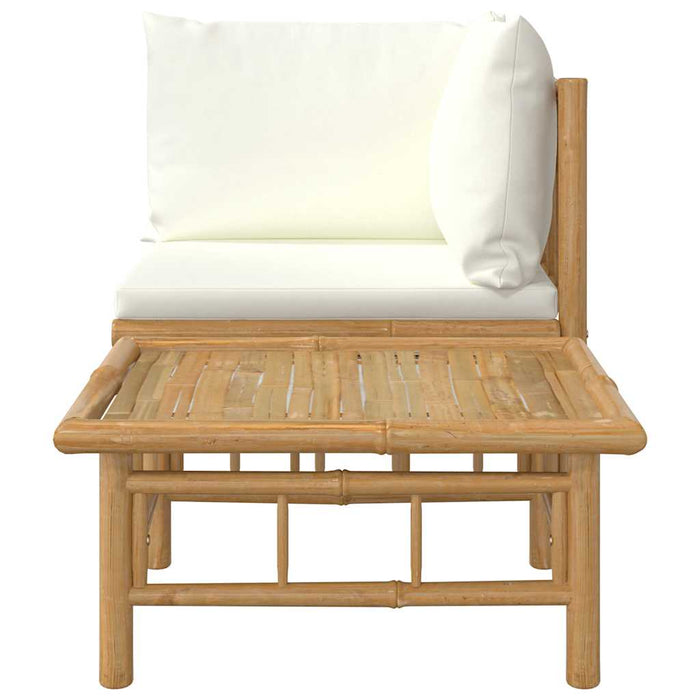 Set mobilier de grădină cu perne alb crem, 2 piese, bambus - WALTI WALTI