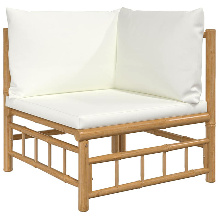Set mobilier de grădină cu perne alb crem, 2 piese, bambus - WALTI WALTI