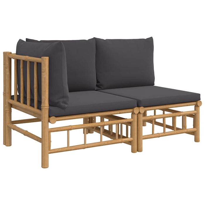 Set mobilier de grădină cu perne gri închis, 2 piese, bambus - WALTI WALTI