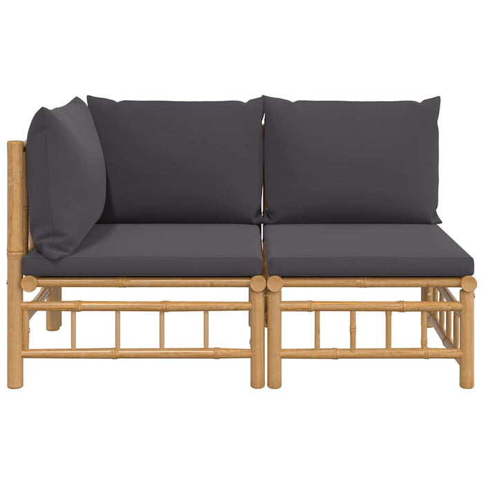 Set mobilier de grădină cu perne gri închis, 2 piese, bambus - WALTI WALTI