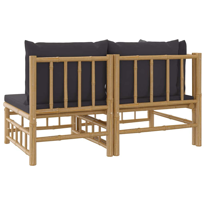 Set mobilier de grădină cu perne gri închis, 2 piese, bambus - WALTI WALTI