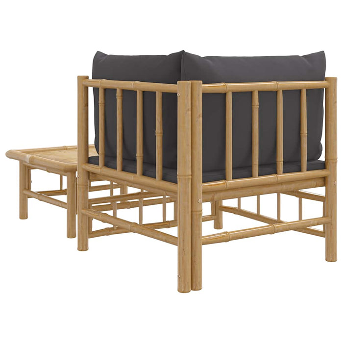 Set mobilier de grădină cu perne gri închis, 2 piese, bambus - WALTI WALTI