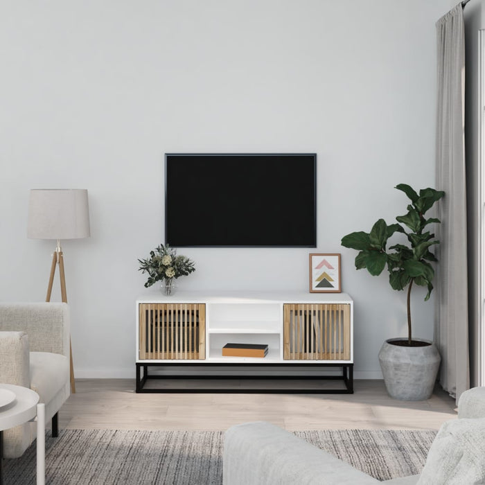 Comodă TV, alb, 105x30x45 cm, lemn prelucrat & fier - WALTI WALTI