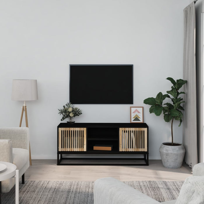 Comodă TV, negru, 105x30x45 cm, lemn prelucrat & fier WALTI