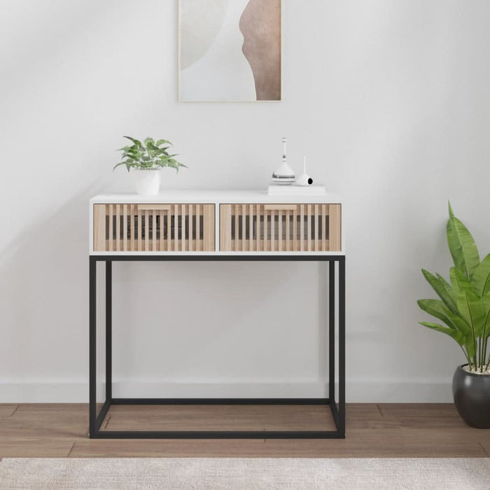 Masă de consolă albă 80x30x75 cm din lemn de lemn și fier - WALTI WALTI