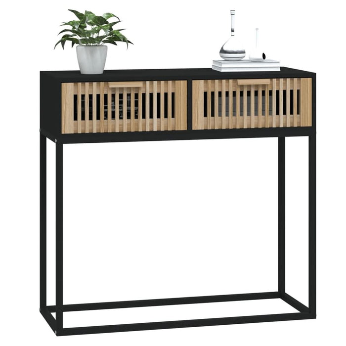 Masă consolă, negru, 80x30x75 cm, lemn prelucrat și fier - WALTI WALTI