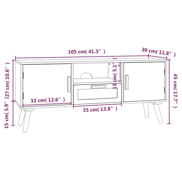 Comodă TV cu uși, 105x30x45 cm, lemn prelucrat WALTI