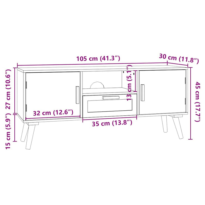 Comodă TV cu uși, 105x30x45 cm, lemn prelucrat WALTI