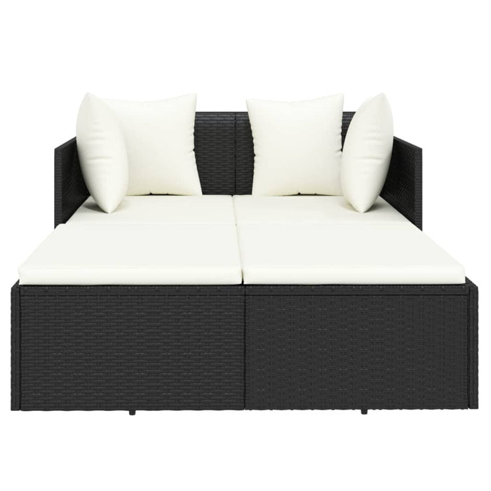 Șezlong cu perne, negru, 182x118x63 cm, poliratan - WALTI WALTI
