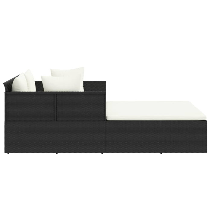 Șezlong cu perne, negru, 182x118x63 cm, poliratan - WALTI WALTI