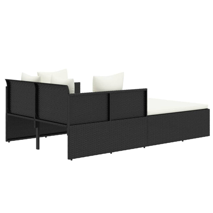 Șezlong cu perne, negru, 182x118x63 cm, poliratan - WALTI WALTI