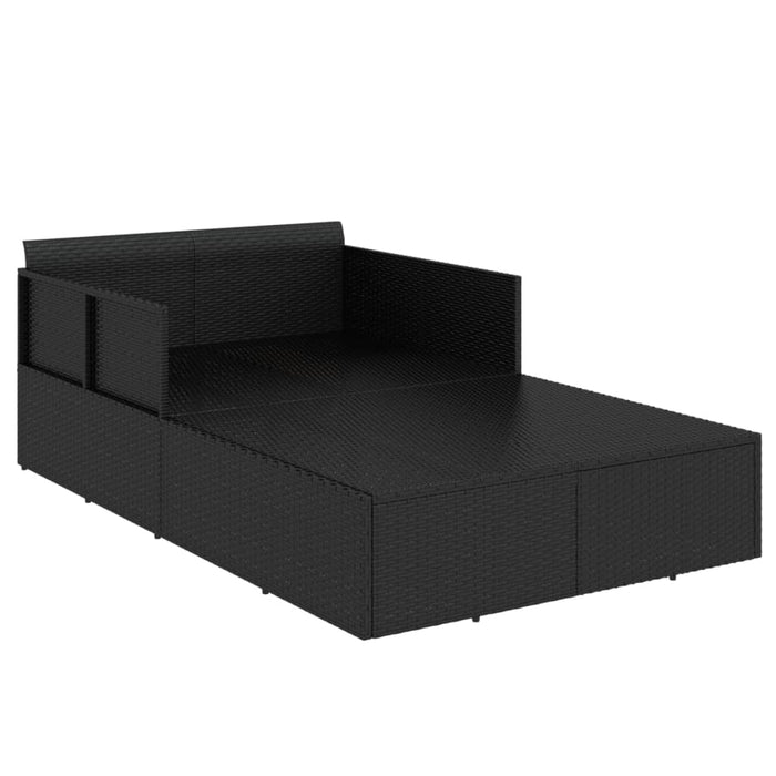 Șezlong cu perne, negru, 182x118x63 cm, poliratan - WALTI WALTI
