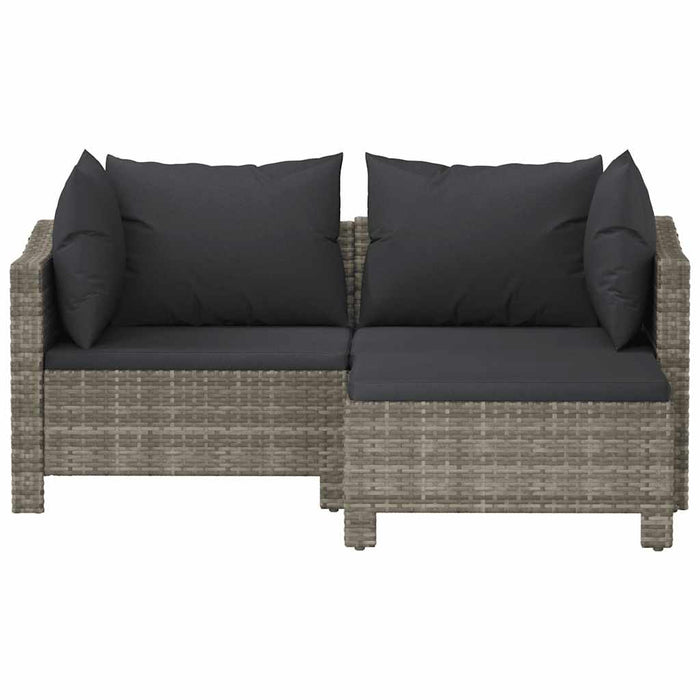 Set mobilier de grădină cu perne, 3 piese, gri, poliratan - WALTI WALTI