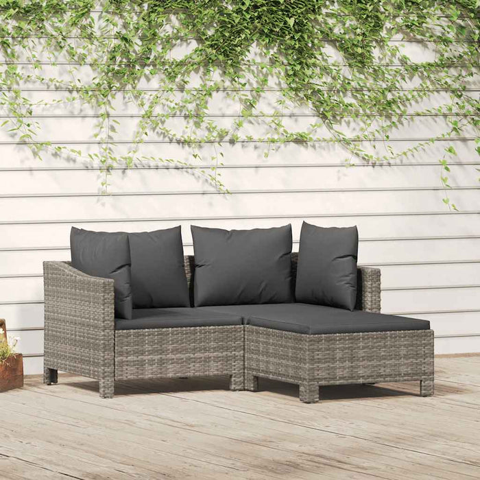 Set mobilier de grădină cu perne, 3 piese, gri, poliratan - WALTI WALTI