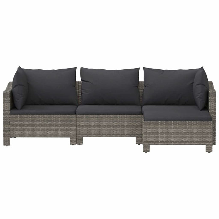 Set mobilier de grădină cu perne, 4 piese, gri, poliratan - WALTI WALTI