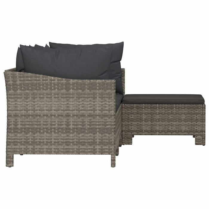 Set mobilier de grădină cu perne, 4 piese, gri, poliratan - WALTI WALTI