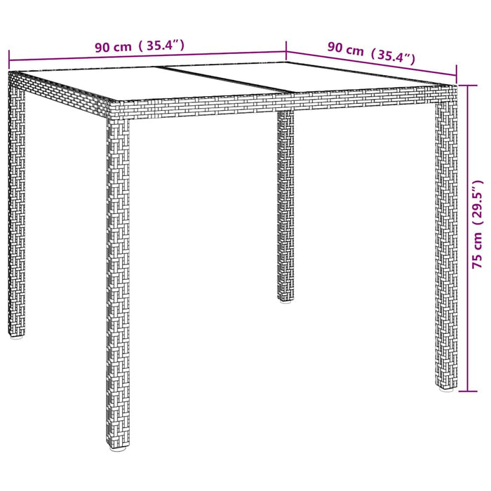 Masă de Grădină Alb 90 x 90 x 75 cm poliratan - WALTI WALTI
