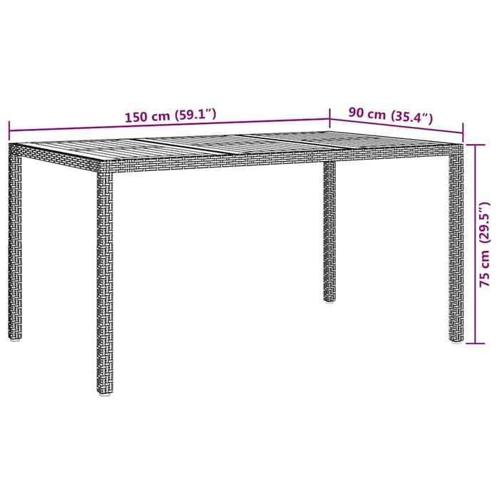 Masă de Grădină Gri 150 x 90 x 75 cm poliratan - WALTI WALTI