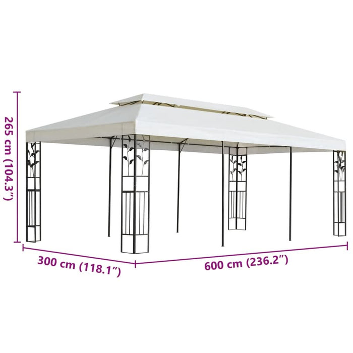 Pavilion cu acoperiș dublu, alb, 6x3 m, oțel - WALTI WALTI