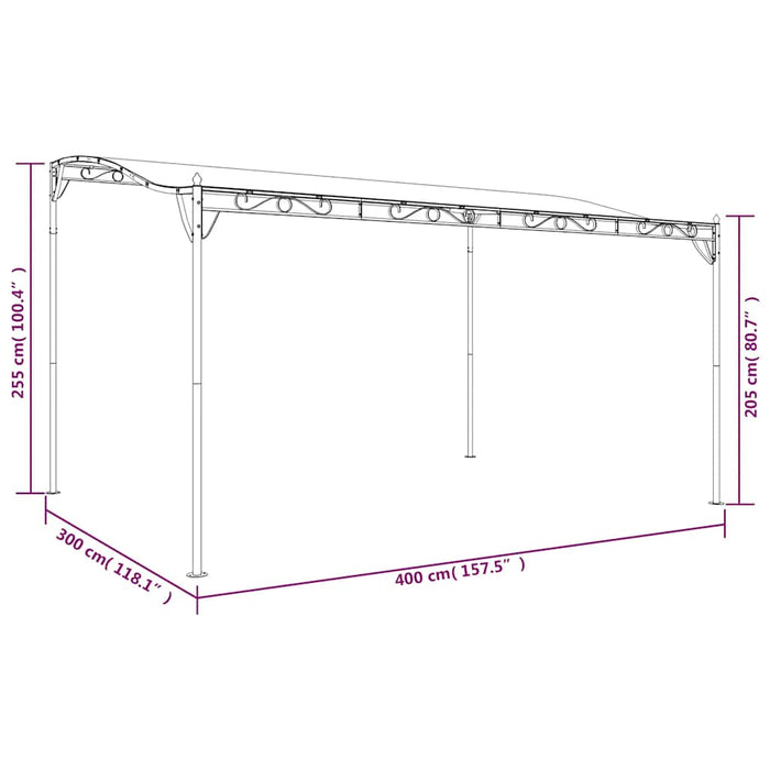 Copertină, antracit, 4x3 m, 180 g/m², material textil și oțel - WALTI WALTI