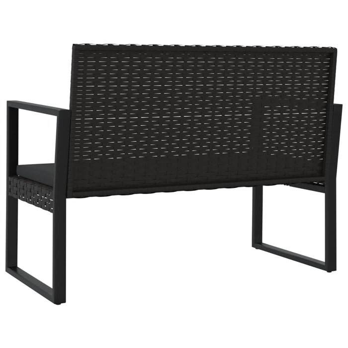 Bancă de grădină cu perne, negru, 106 cm, poliratan - WALTI WALTI