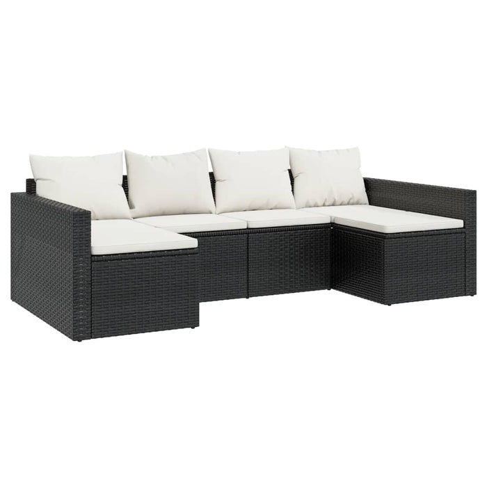 Set șezlonguri de grădină, 2 piese, cu perne, negru, poliratan - WALTI WALTI