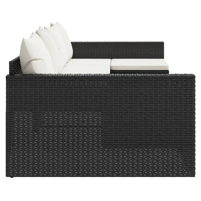 Set șezlonguri de grădină, 2 piese, cu perne, negru, poliratan - WALTI WALTI