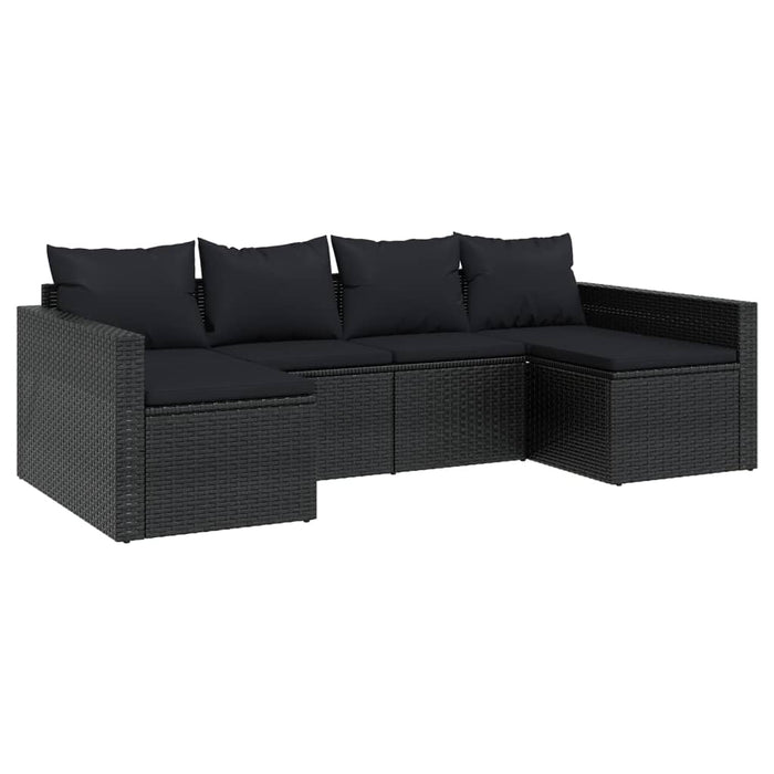 Set șezlonguri de grădină, 2 piese, cu perne, negru, poliratan - WALTI WALTI