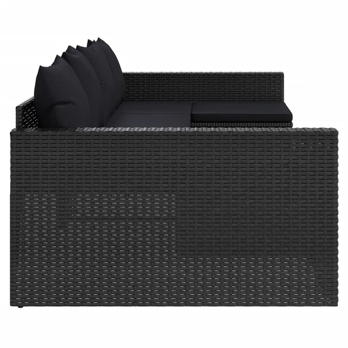 Set șezlonguri de grădină, 2 piese, cu perne, negru, poliratan - WALTI WALTI