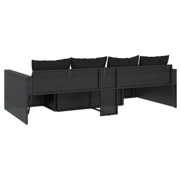 Set șezlonguri de grădină, 2 piese, cu perne, negru, poliratan - WALTI WALTI