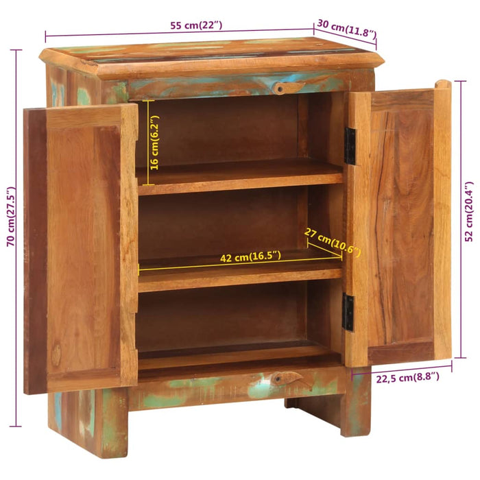 Servantă cu 2 uși, 55x30x70 cm, lemn masiv reciclat - WALTI WALTI