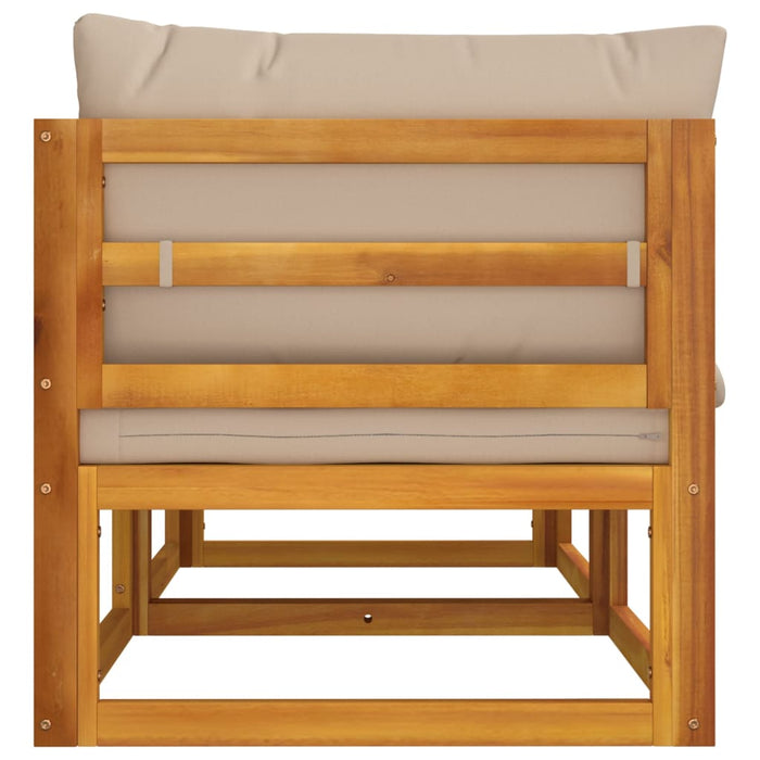 Canapele colț modulare, 2 buc, perne taupe, lemn masiv acacia - WALTI WALTI