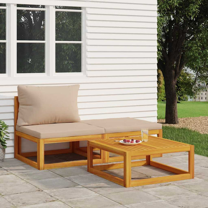 Set mobilier de grădină cu perne, 3 piese, lemn masiv acacia - WALTI WALTI