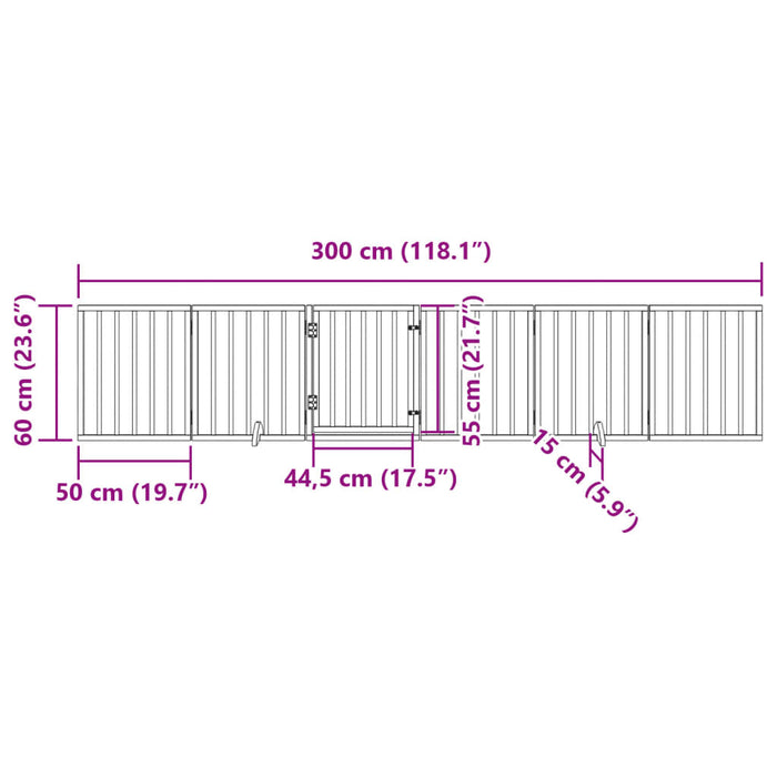 Poartă de acces pentru câini cu ușă pliabilă, 6 panouri, 300 cm, lemn de plop WALTI