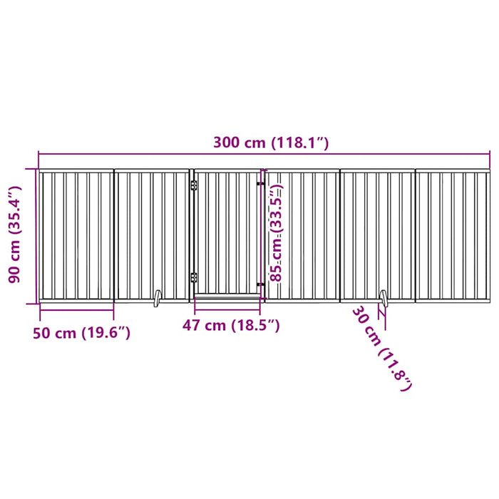 Poartă de acces pentru câini cu ușă pliabilă, 6 panouri, 300 cm, lemn de plop WALTI
