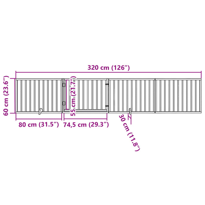 Poartă de acces pentru câini cu ușă pliabilă, 4 panouri, 320 cm, lemn de plop WALTI
