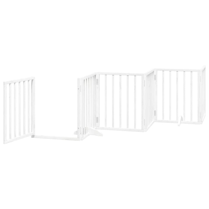 Poartă câini pliabilă cu ușă, 6 panouri, alb, 300 cm, lemn plop - WALTI WALTI