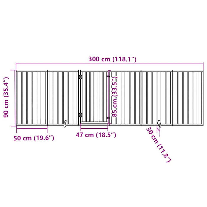 Poartă de acces pentru câini cu ușă pliabilă, 6 panouri, albă, 300 cm, lemn de plop WALTI