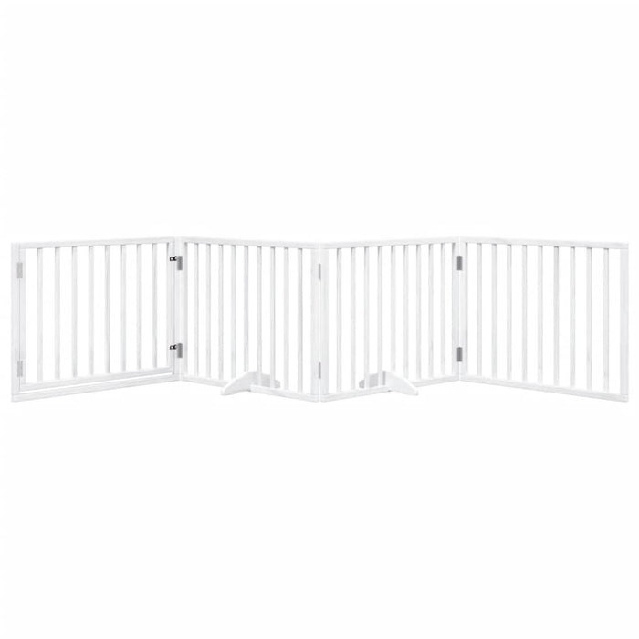 Poartă câini pliabilă cu ușă, 4 panouri, alb, 320 cm, lemn plop - WALTI WALTI