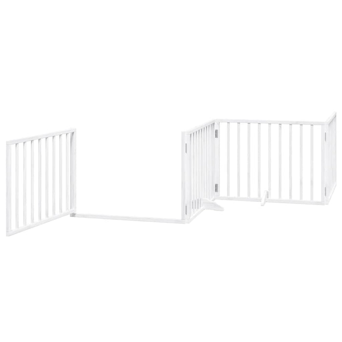 Poartă câini pliabilă cu ușă, 4 panouri, alb, 320 cm, lemn plop - WALTI WALTI