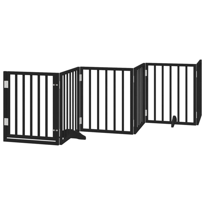 Poartă câini pliabilă cu ușă 6 panouri negru, 300 cm, lemn plop - WALTI WALTI
