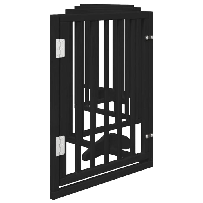 Poartă câini pliabilă cu ușă 6 panouri negru, 300 cm, lemn plop - WALTI WALTI