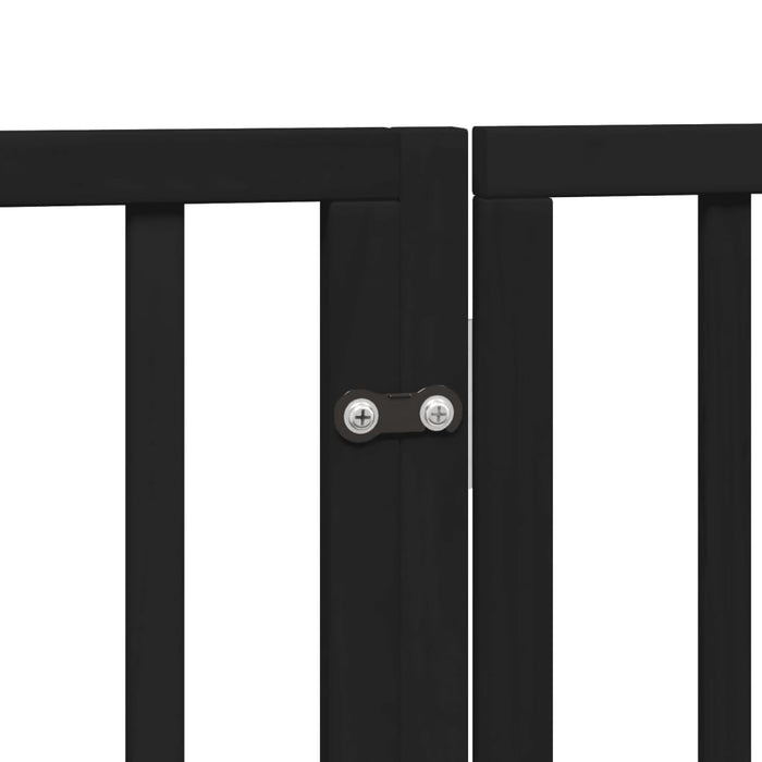 Poartă câini pliabilă cu ușă 6 panouri negru, 300 cm, lemn plop - WALTI WALTI