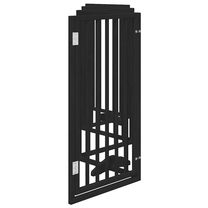 Poartă câini pliabilă cu ușă 6 panouri negru, 300 cm, lemn plop - WALTI WALTI