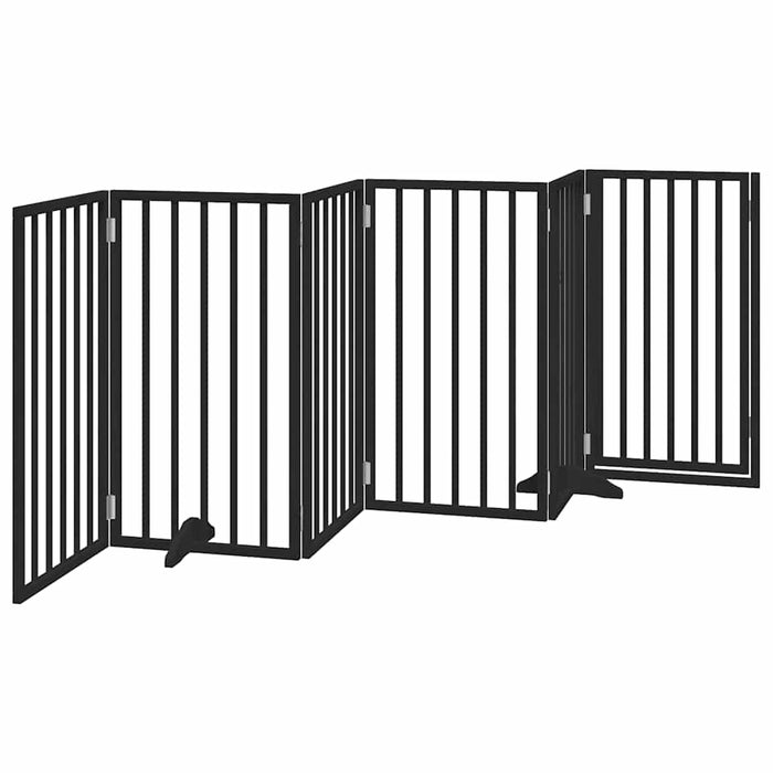 Poartă câini pliabilă cu ușă 6 panouri negru, 300 cm, lemn plop - WALTI WALTI